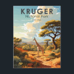 Kruger National Park South Africa Giraffe Vintage Postcard<br><div class="desc">Kruger vector artwork design. Kruger National Park,  in northeastern South Africa,  is one of Africa’s largest game reserves. Its high density of wild animals includes the Big 5: lions,  leopards,  rhinos,  elephants and buffalos.</div>