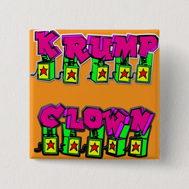 Krump Clown 2 Inch Square Button (Front)