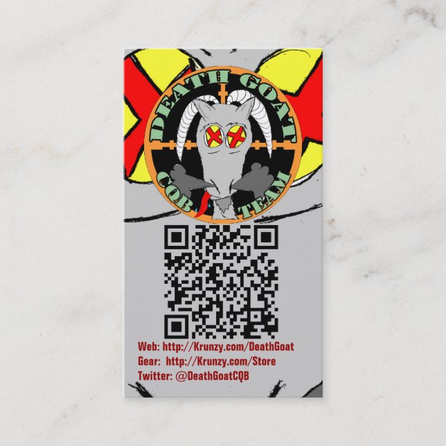 Krunzy.com and Death Goat Biz Cards with QR codes (Front)