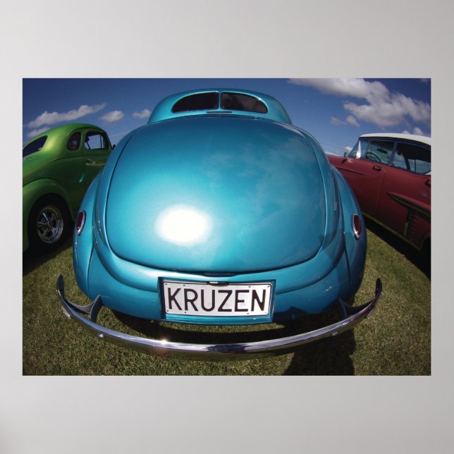 KRUZEN Blue Classic Car wideangle shot Poster (Front)