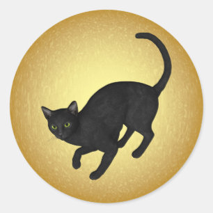 KRW Black Cat by the Full Moon Halloween Classic Round Sticker