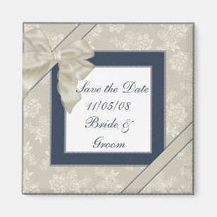 KRW Blue and White Custom Save the Date Wedding Magnet