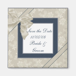 KRW Blue and White Custom Save the Date Wedding Magnet