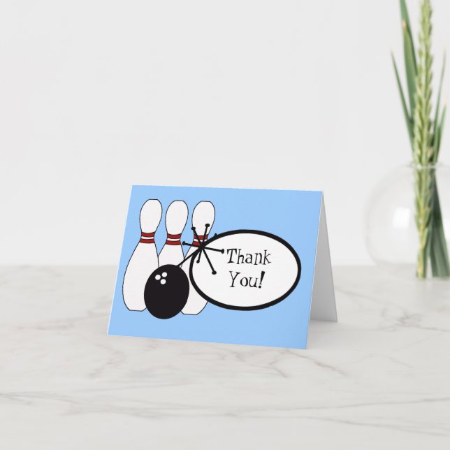 KRW Blue Bowling Thank You Card (Front)
