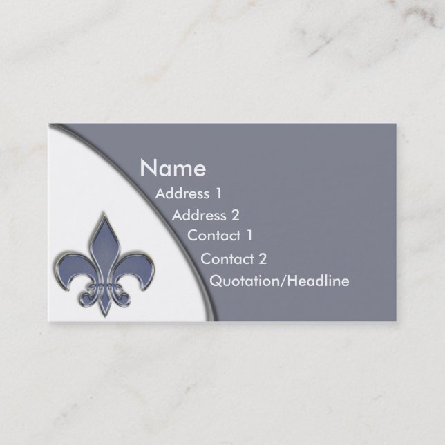 KRW Blue Fleur De Lis Two Tone Business Card (Front)