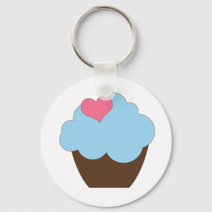 KRW Blue Polka Dot Birthday Cupcake Keychain