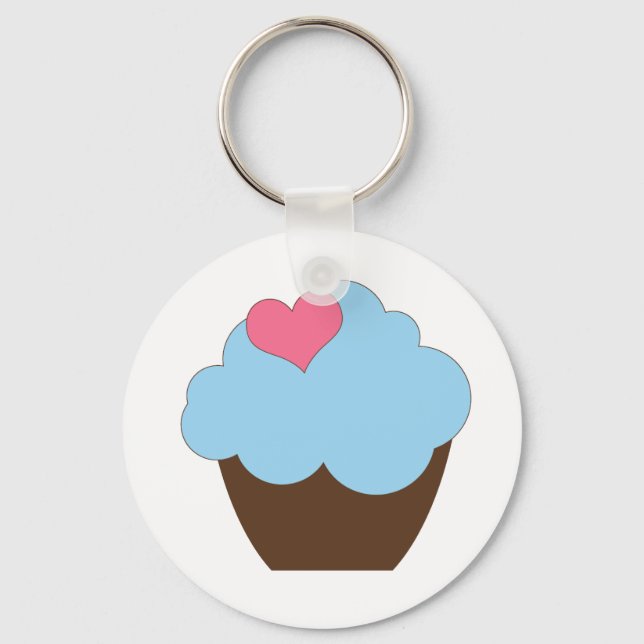 KRW Blue Polka Dot Birthday Cupcake Keychain Favou (Front)