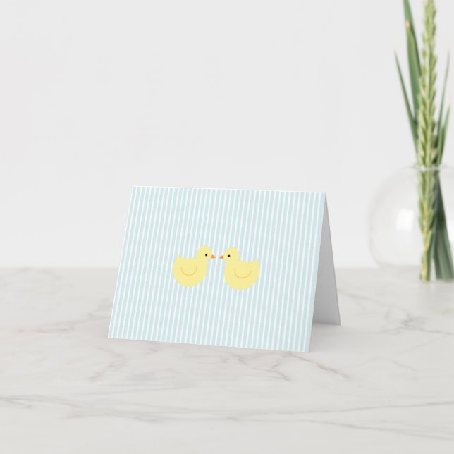 KRW Blue Stripe Rubber Duck Baby Shower Invitation (Front)