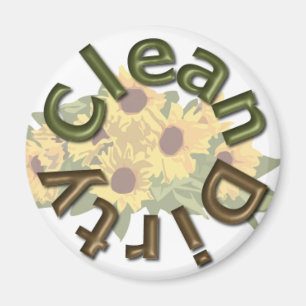 KRW Clean and Dirty 3 inch Sunflower Kitchen Magne Magnet