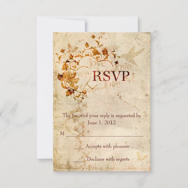 KRW Corinthians Amour est : Mariage RSVP Ecru (Devant)