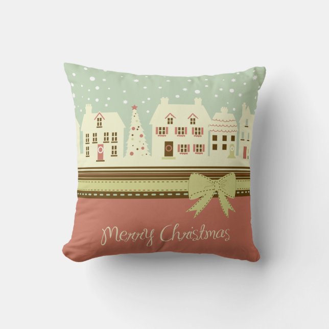 KRW Country Christmas Village Pillow (Front)