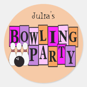 KRW Custom Bowling Birthday Party Classic Round Sticker