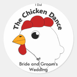 KRW Custom Funny Chicken Dance Wedding Classic Round Sticker