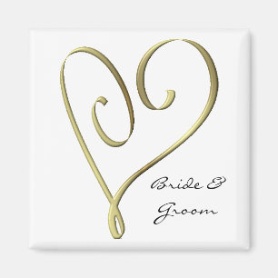 KRW Custom Stylized Gold Heart Wedding Favour Magnet