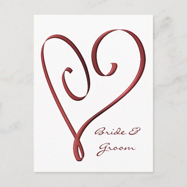 KRW Custom Stylized Red Heart RSVP Card (Front)