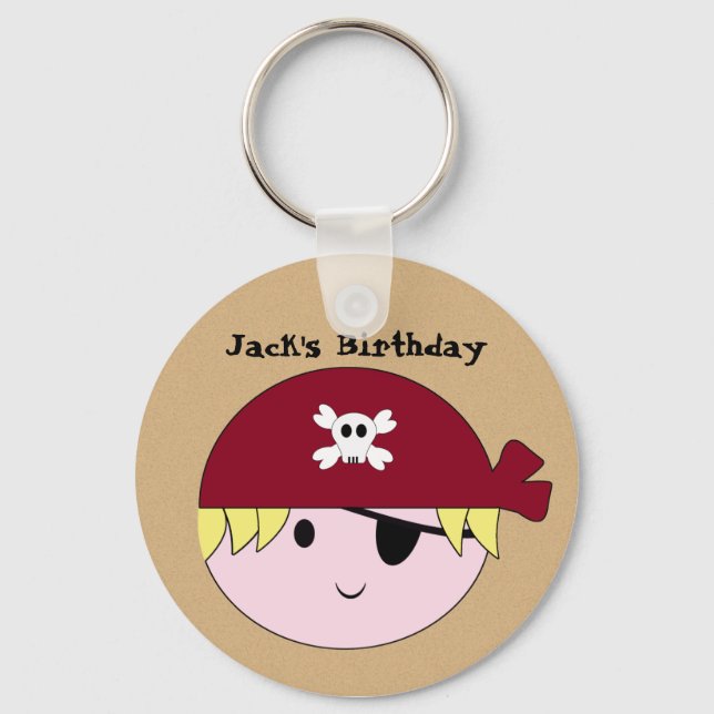 KRW Cute Custom Pirate Birthday Keychain (Front)