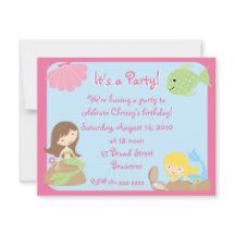 KRW Cute Mermaid Birthday Party Invitations