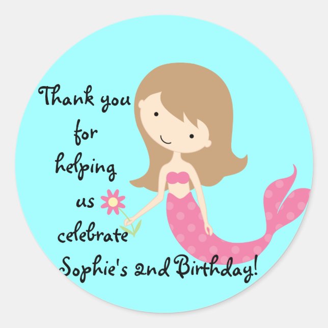 KRW Cute Pink Mermaid Custom Sticker (Front)