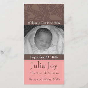 KRW Elegant rose Faire-part de naissance photo per