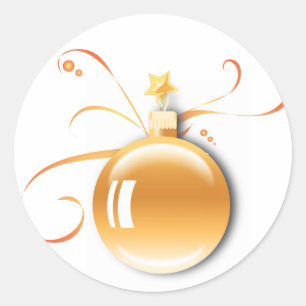 KRW Elegant Season's Greetings Gold Ornament Classic Round Sticker