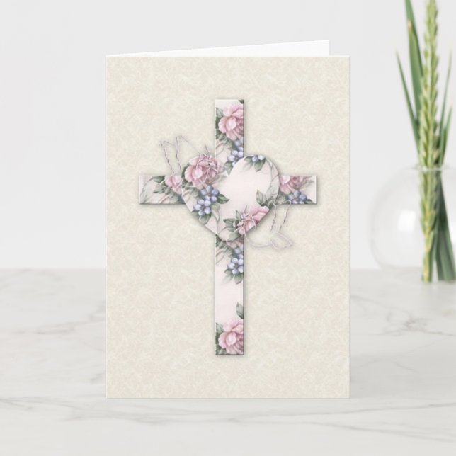 KRW Floral Cross and Doves Card (Front)