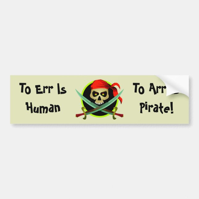 KRW Funny Pirate Joke Bumper Sticker (Front)