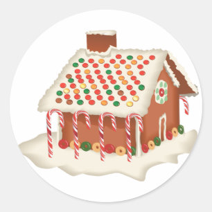 KRW Gingerbread House Holiday Classic Round Sticker