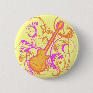 KRW Girl's Rock Guitar Grunge 2 Inch Round Button