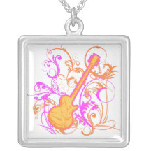 KRW Girls Rock Guitar Sterling Silver Necklace