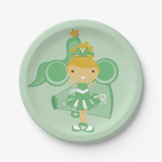 KRW Green Cheerleader Party Paper Plates