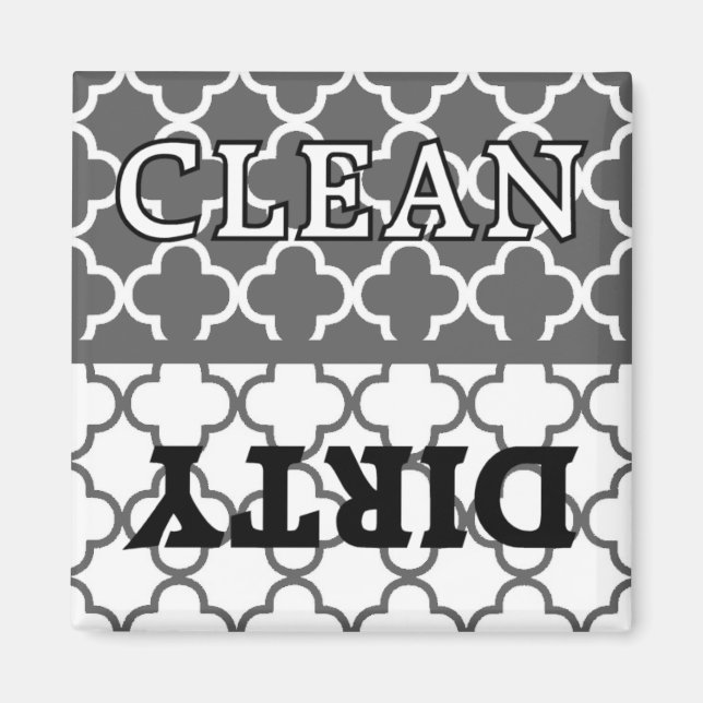 KRW Grey Kitchen Clean and Dirty Dishwasher Magnet (Front)