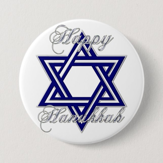 KRW Happy Hanukkah Star of David 3 Inch Round Button (Front)