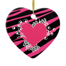 KRW Heart and Swirls Zebra Black and Pink Keepsake