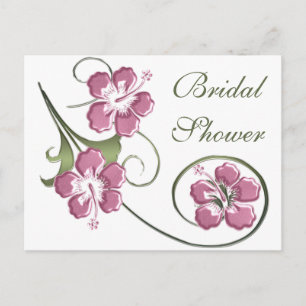 KRW Hibiscus Swirl Custom Bridal Shower Invitation Postcard