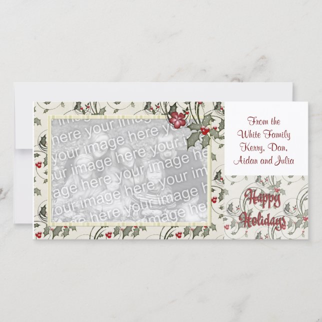 KRW Holly Frame Custom Holiday Carte photo (Devant)