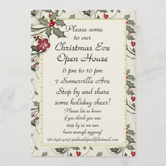 KRW Holly Holiday Custom Party Invitation