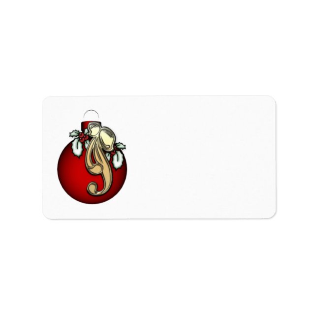 KRW Lovely Ornament with Holly Blank Address Label (Front)