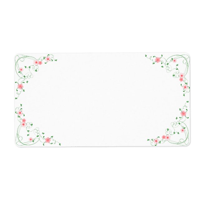 KRW Lovely Pink Floral Blank Shipping Label (Front)