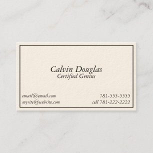 KRW Novelty Joke CErtified Genius Business Card