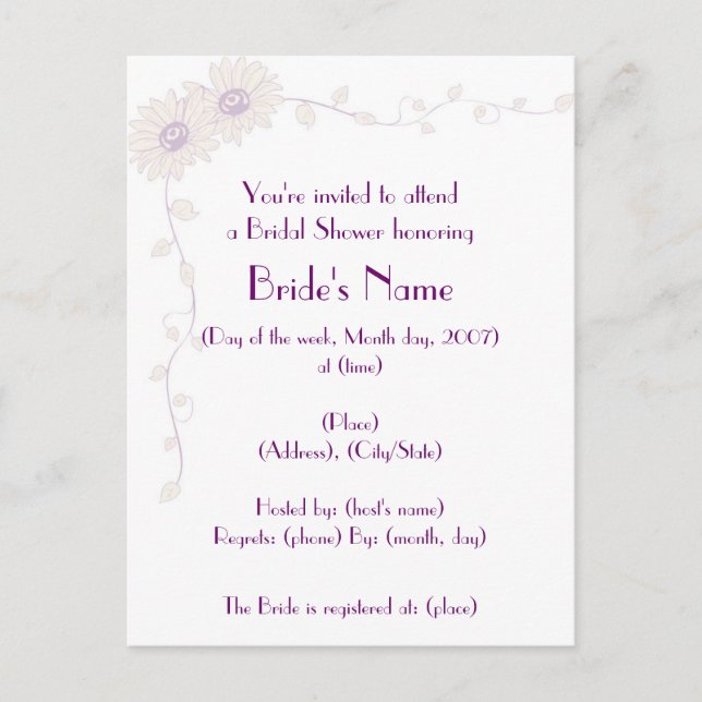 KRW Pale Daisy Custom Shower Invitation (Front)