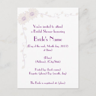 KRW Pale Daisy Custom Shower Invitation Postcard