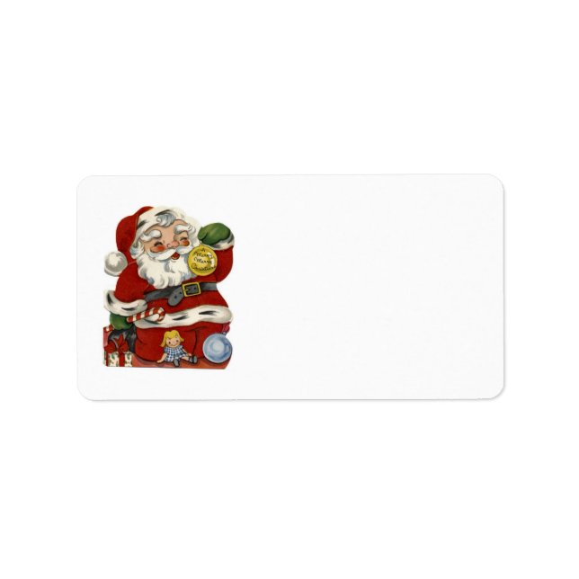 KRW Père Noël et Jouets Étiquette de adresse blanc (Devant)