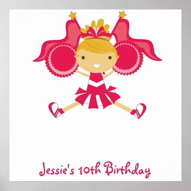 KRW Pink Cheerleader Birthday Autograph Poster (Front)