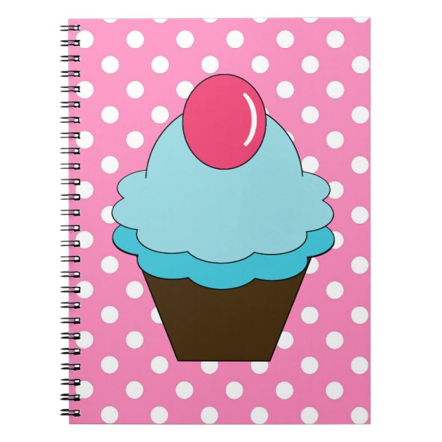 KRW Pink Dots and Blue Cupcake Notebook (Front)