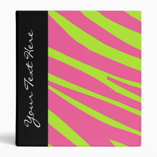 KRW Pink Lime Zebra Stripes Back to School Binder* Binder