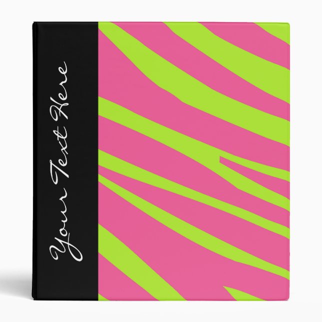 KRW Pink Lime Zebra Stripes Back to School Binder* Binder (Front)