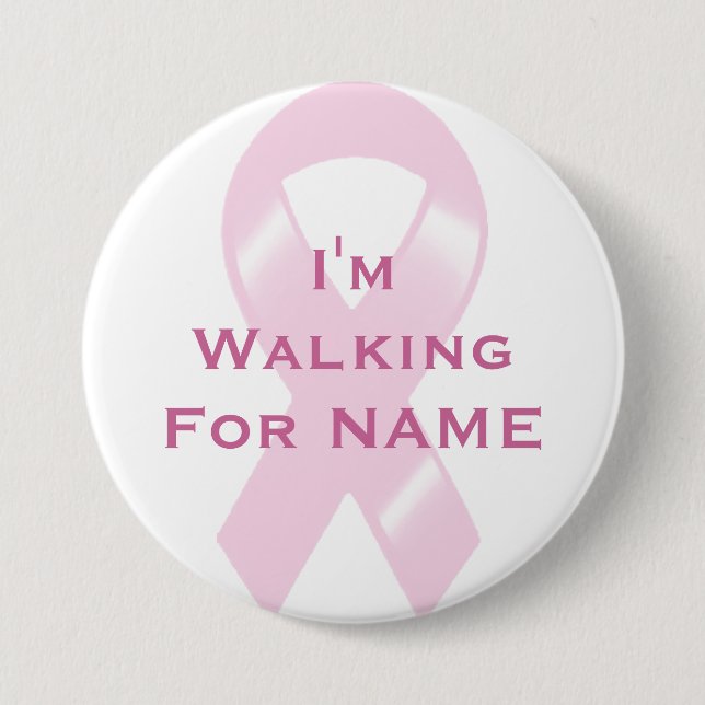KRW Pink Ribbon Custom Walking 3 Inch Round Button (Front)