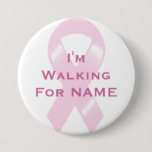 KRW Pink Ribbon Custom Walking 3 Inch Round Button