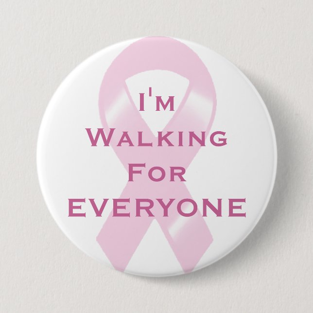 KRW Pink Ribbon Walking For Everyone 3 Inch Round Button (Front)