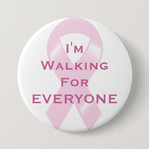 KRW Pink Ribbon Walking For Everyone 3 Inch Round Button